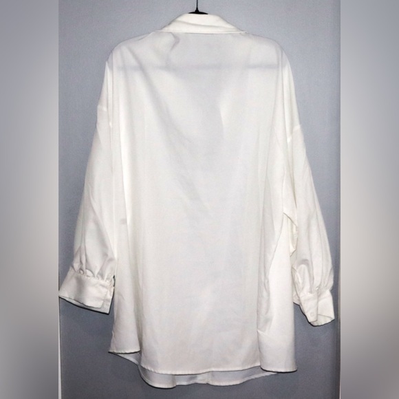 SHIEN Plus size Women's Long Sleeve Oversized Satin Buttondown shirt - Picture 2 of 3